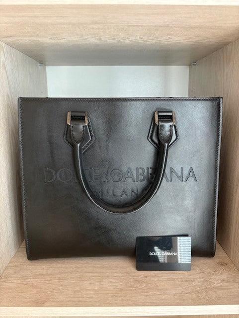 Dolce & Gabbana Logo-Embossed Leather Tote Bag